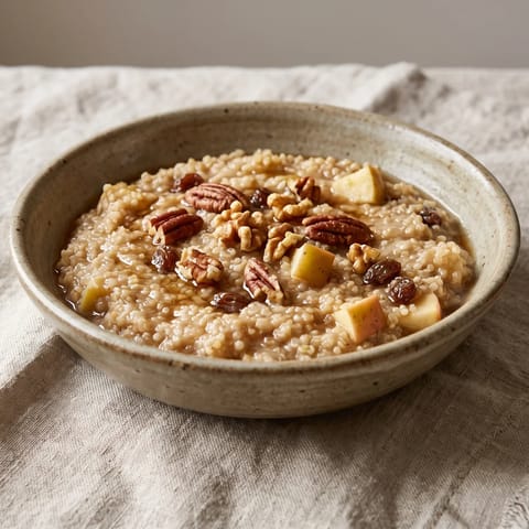 Apple Pie Quinoa Breakfast Bowl - Quinoa simmered with apple, cinnamon and raisins until it tastes like pie filling