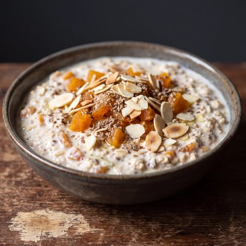 Apricot & Almond Bircher Muesli - Overnight muesli with dried apricots and flax