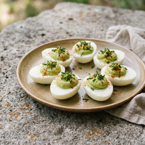 Avocado Deviled Eggs - Deviled eggs with avocado standing in for mayo