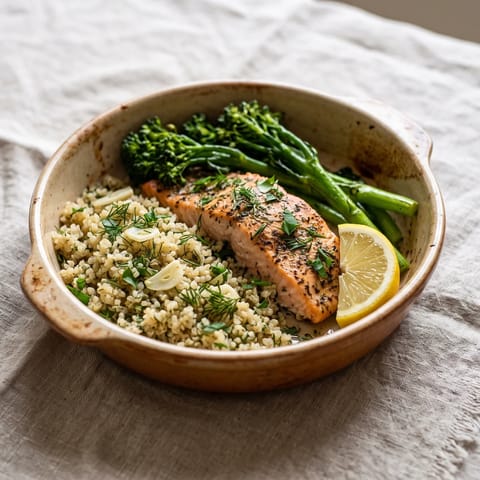 Baked Salmon with Greens & Herbed Quinoa - The DHA dinner