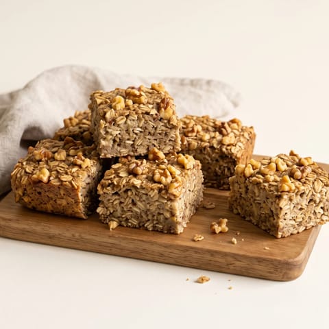 Banana Bread Baked Oatmeal Squares - Banana-bread-flavored baked oats cut into squares that freeze and reheat one at a time