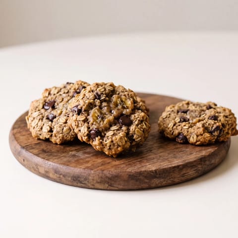Banana, Oat & Chocolate Chip Snack Cookies - Soft banana oat cookies with chocolate chips