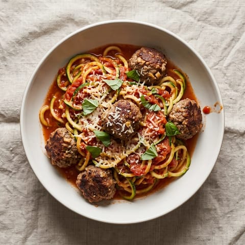 Beef Meatballs with Zucchini Noodles - Comfort food that works hard