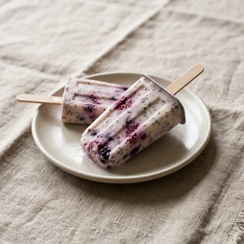 Berry & Yogurt Smoothie Ice Pops - Creamy berry-yogurt pops from four ingredients