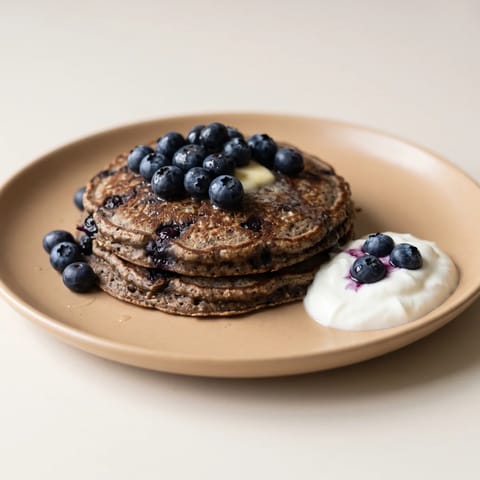 Blueberry Buckwheat Pancakes - Whole-grain pancakes with a berry lid