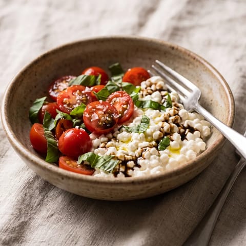 Caprese Cottage Cheese Bowl - Cottage cheese dressed like a caprese