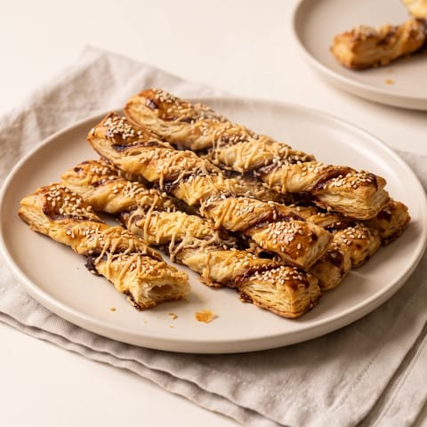 Cheesy Marmite Puff Pastry Straws - Twisted puff pastry straws with Marmite and cheddar