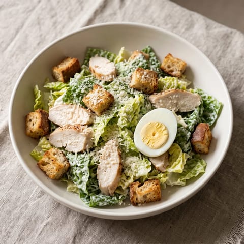 Chicken Caesar-Style Salad (Pregnancy-Safe) - Crisp romaine, hot chicken, croutons and a proper-tasting Caesar dressing built on yogurt and Parmesan