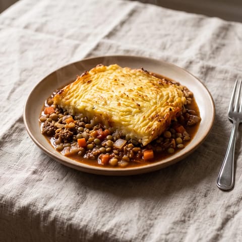 Cottage Pie with Hidden Lentils - Classic cottage pie where lentils stretch the beef and double the fiber, under proper buttery mash