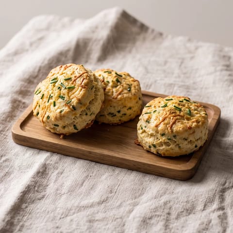 Croissant-Free Cheese & Chive Scones - Tender cheddar-chive scones that freeze raw and bake in twenty minutes