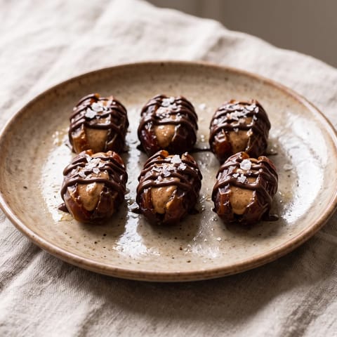 Dates Stuffed with Almond Butter & Sea Salt - Medjool dates split and stuffed with almond butter and flaky sea salt