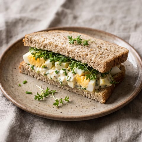 Egg & Cress-Style Sandwich with Yogurt Mayo - The nostalgic egg sandwich rebuilt on yogurt-mustard dressing with peppery cress and soft whole-grain bread