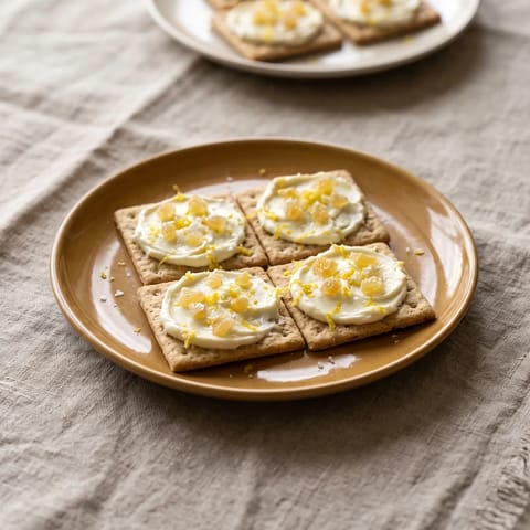 Ginger & Lemon Crackers with Cream Cheese - Plain crackers with lemony cream cheese and crystallized ginger