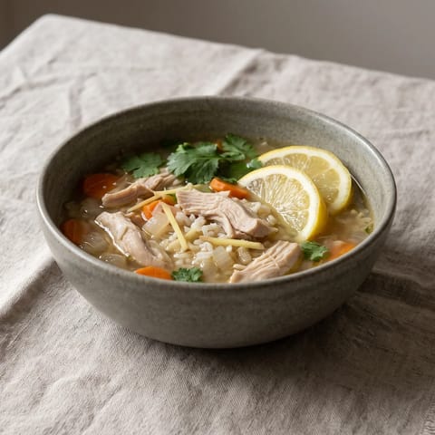 Ginger Chicken & Rice Soup - A gentle, gingery chicken and rice soup