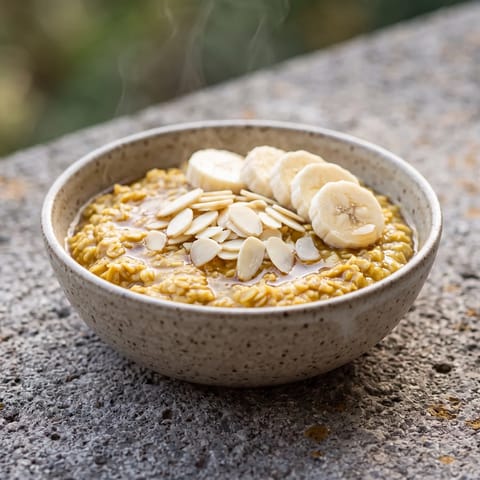 Golden Turmeric Oatmeal with Almonds - Warm, golden and gently spiced