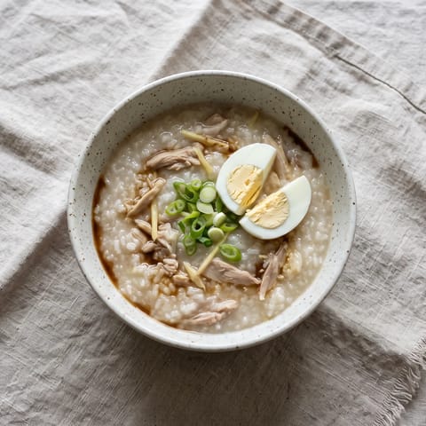 Healing Chicken & Ginger Congee - Silky chicken and ginger rice congee