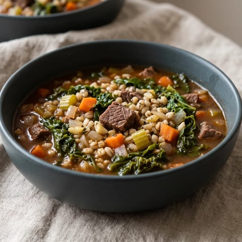 Iron-Rebuild Beef & Barley Soup - A deep, old-fashioned beef and barley soup that simmers while you nap