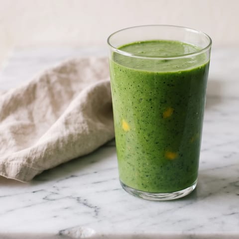 Mango & Spinach Green Smoothie - A one-hand breakfast that drinks like a treat