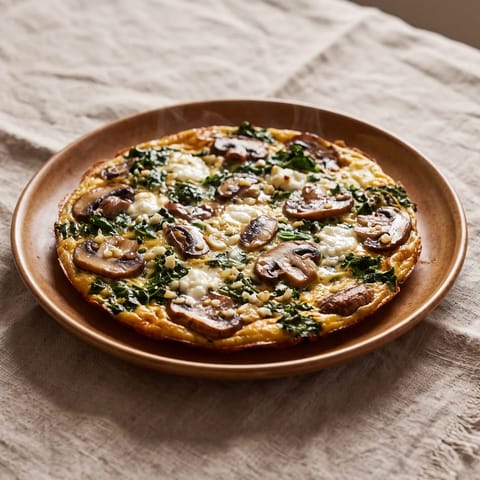 Mushroom, Kale & Goat Cheese Frittata - A six-egg frittata with vitamin-D mushrooms, folate-rich kale and creamy goat cheese