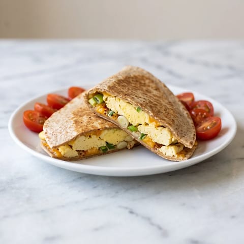 One-Handed Egg & Cheese Breakfast Quesadilla - A folded egg-and-cheddar quesadilla you can genuinely eat with one hand while the other is occupied