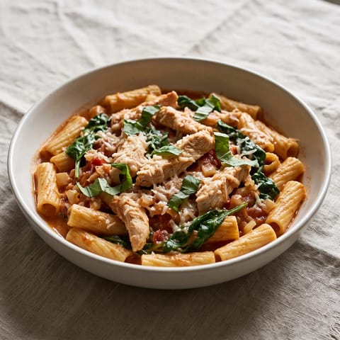 One-Pot Creamy Tomato & Mascarpone Chicken Pasta - Chicken and rigatoni simmered in one pot with tomato and mascarpone