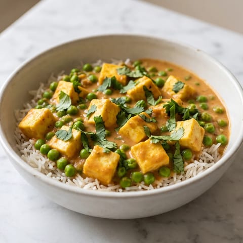 Paneer, Pea & Tomato Curry (Matar Paneer-Style) - Golden paneer and sweet peas in a buttery tomato gravy, kept mild on purpose