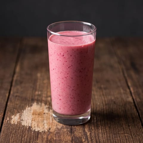 Raspberry & White Bean Smoothie - A pink smoothie that hides half a can of white beans behind raspberries and vanilla