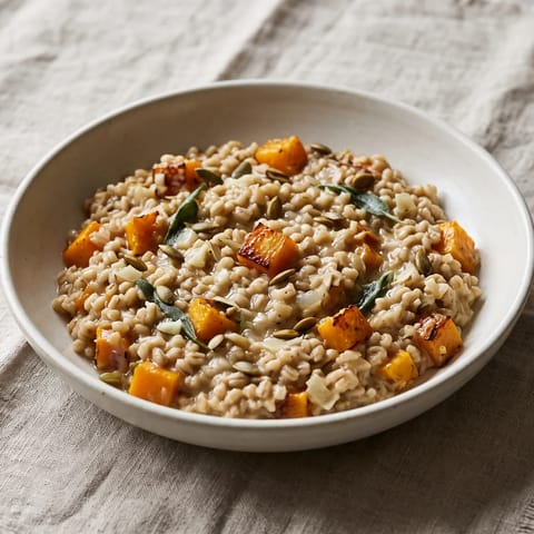 Roasted Squash, Sage & Barley Risotto-Style Pot - Pearl barley cooked risotto-style with roasted squash, sage and Parmesan