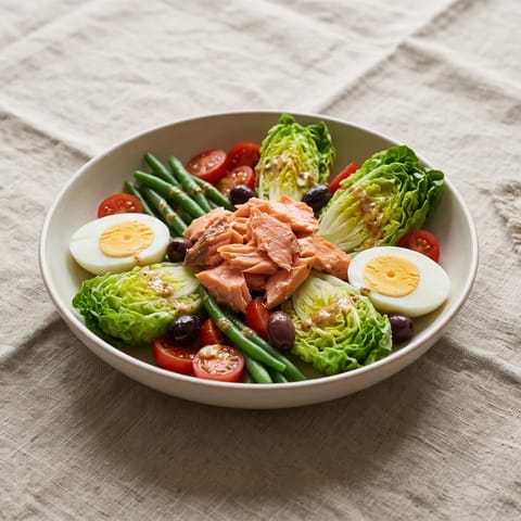 Salmon Niçoise Salad - The classic niçoise rebuilt with omega-3-rich salmon and firm boiled eggs