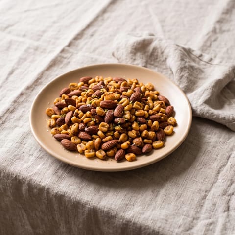 Smoky Roasted Almonds & Corn Kernel Mix - Roasted almonds and crunchy toasted corn tossed in smoked paprika and lime zest