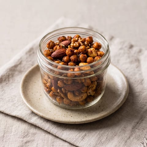 Smoky Roasted Chickpea & Nut Snack Jar - Crunchy roasted chickpeas and mixed nuts in smoked paprika and rosemary