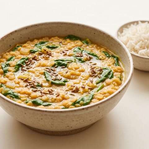 Spinach Dal with Cumin Butter - Soft, warming red-lentil dal finished with sizzled cumin butter