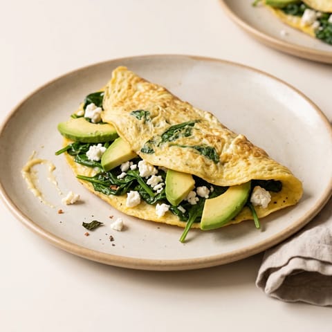 Spinach, Feta & Avocado Omelet - Eggs for choline and B12, spinach for folate, avocado for healthy fats
