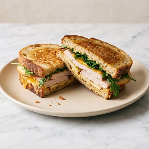 Turkey, Apple & Cheddar Melt - Freshly cooked turkey with apple and sharp cheddar toasted between sourdough