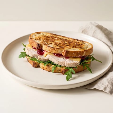 Turkey, Cranberry & Brie-Free Cheddar Melt - Roast turkey, cranberry sauce and sharp cheddar pressed into golden sourdough