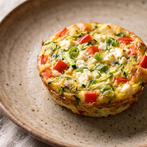 Veggie-Packed Mini Frittatas - A muffin tin of mini frittatas loaded with pepper, zucchini and feta
