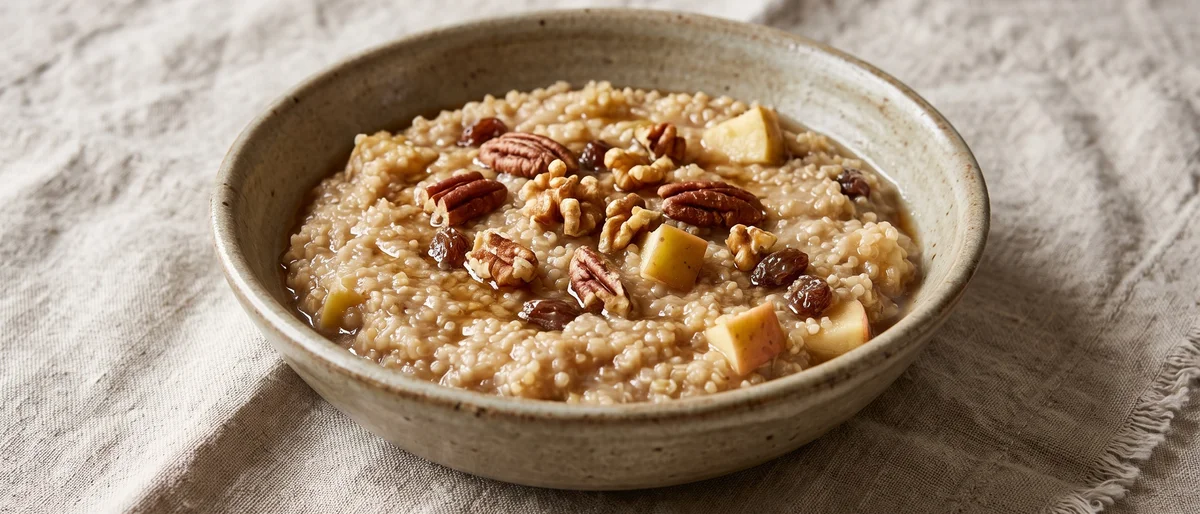 Apple Pie Quinoa Breakfast Bowl - Quinoa simmered with apple, cinnamon and raisins until it tastes like pie filling