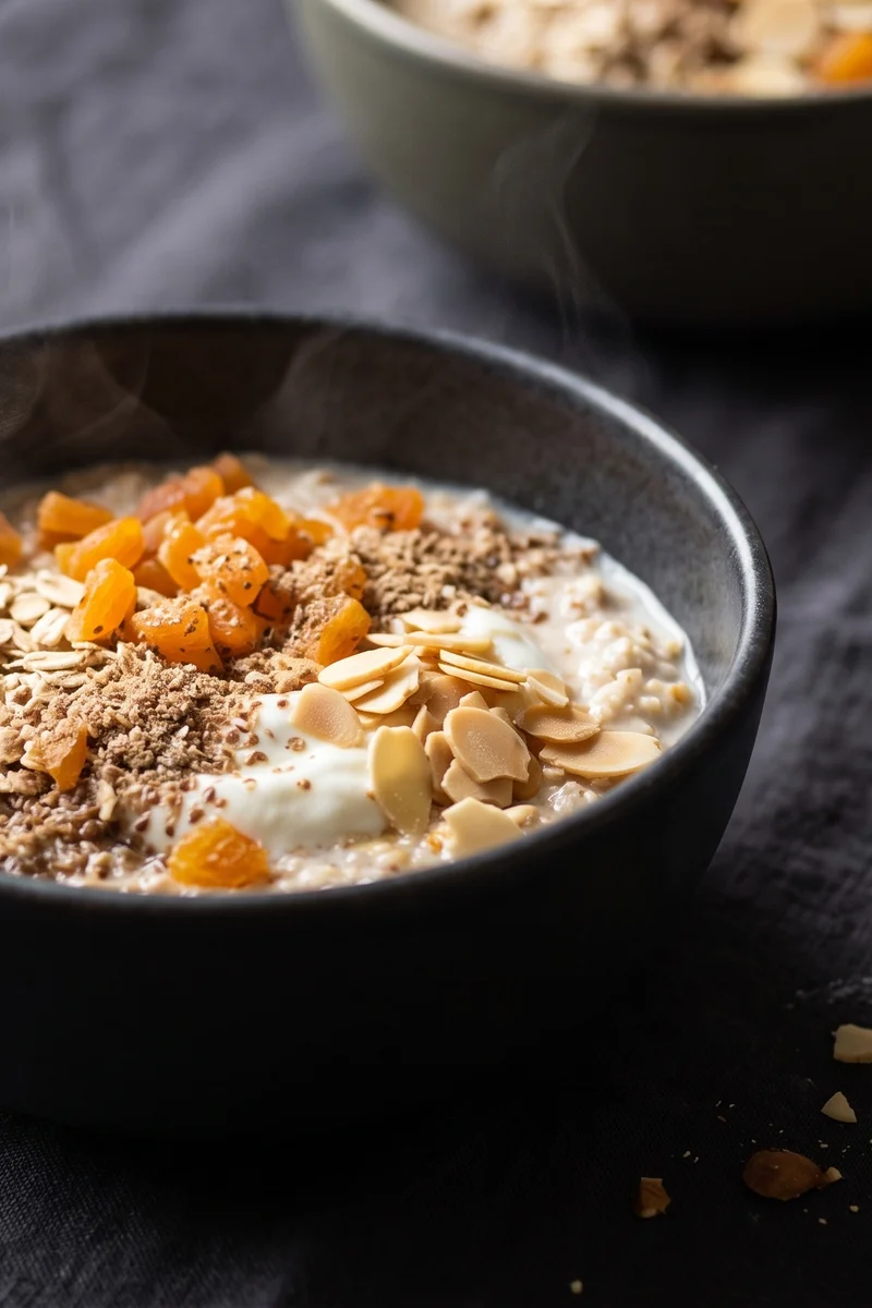 Apricot & Almond Bircher Muesli - Overnight muesli with dried apricots and flax