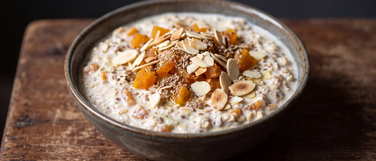 Apricot & Almond Bircher Muesli - Overnight muesli with dried apricots and flax
