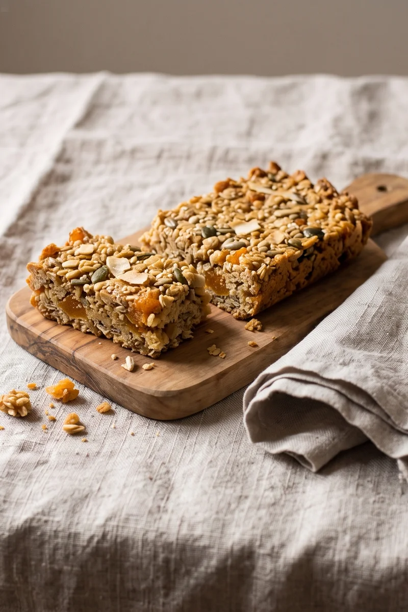 Apricot, Coconut & Seed Flapjack Bars - Chewy golden flapjacks with apricots, coconut and three seeds