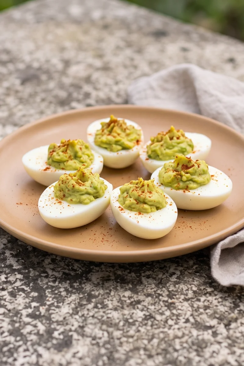 Avocado Deviled Eggs - Deviled eggs with avocado standing in for mayo