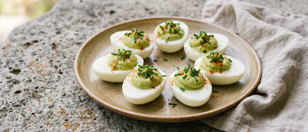 Avocado Deviled Eggs - Deviled eggs with avocado standing in for mayo