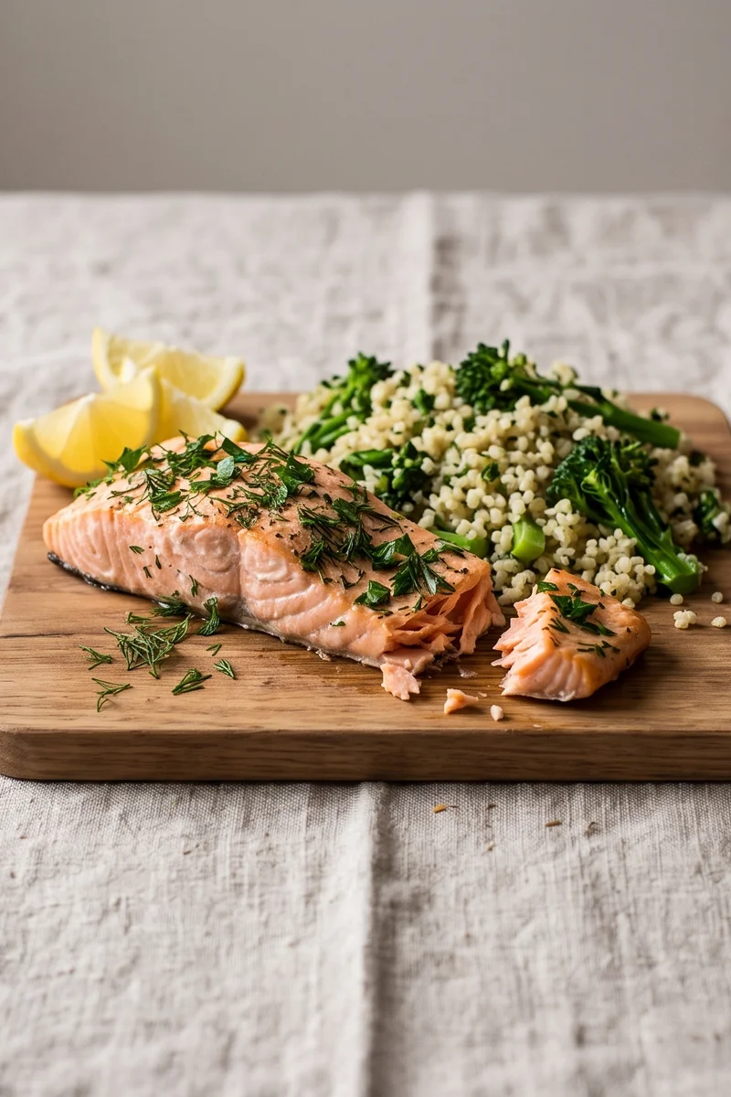 Baked Salmon with Greens & Herbed Quinoa - The DHA dinner