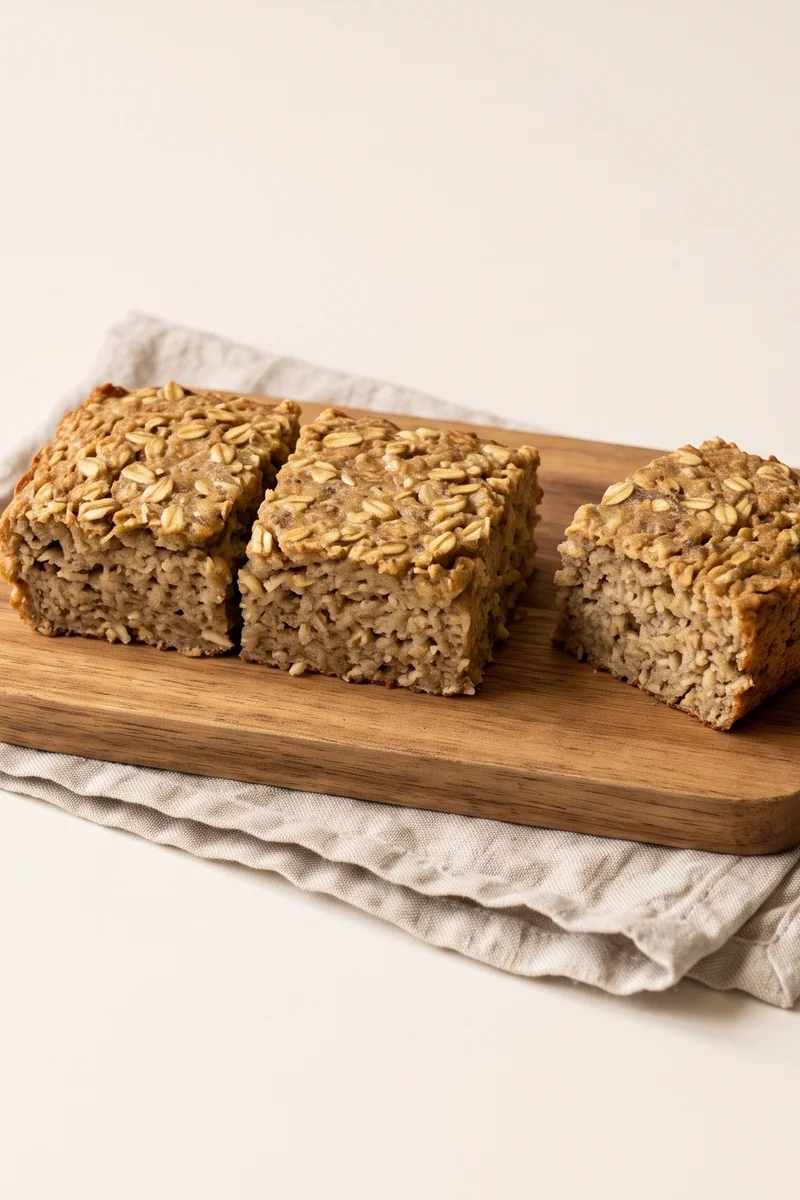 Banana Bread Baked Oatmeal Squares - Banana-bread-flavored baked oats cut into squares that freeze and reheat one at a time
