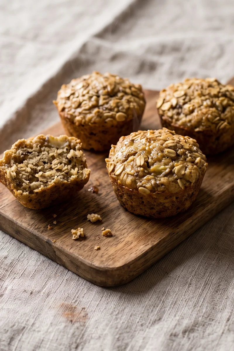 Banana, Oat & Flax Breakfast Muffins - One-handed breakfast you can eat standing up, rocking a baby