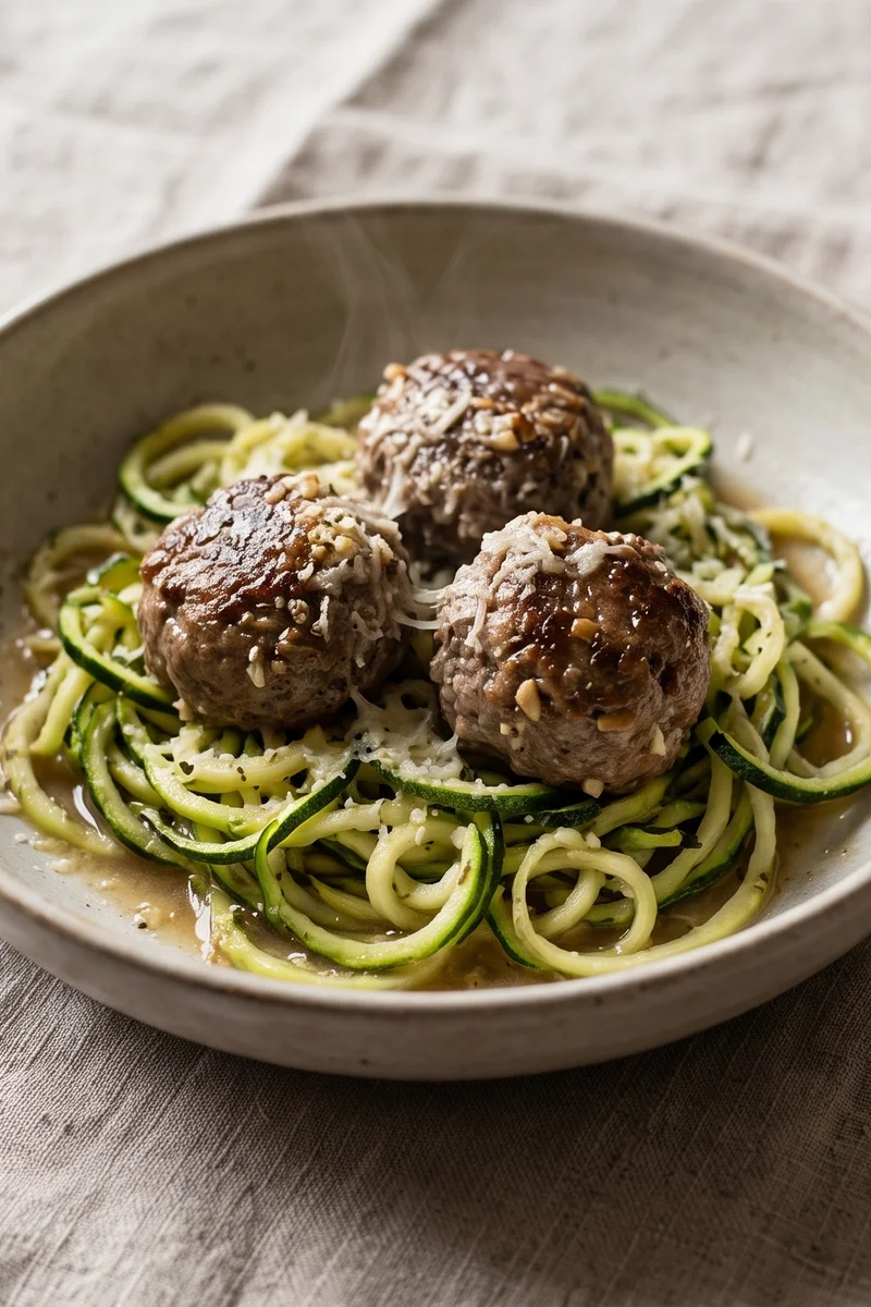 Beef Meatballs with Zucchini Noodles - Comfort food that works hard