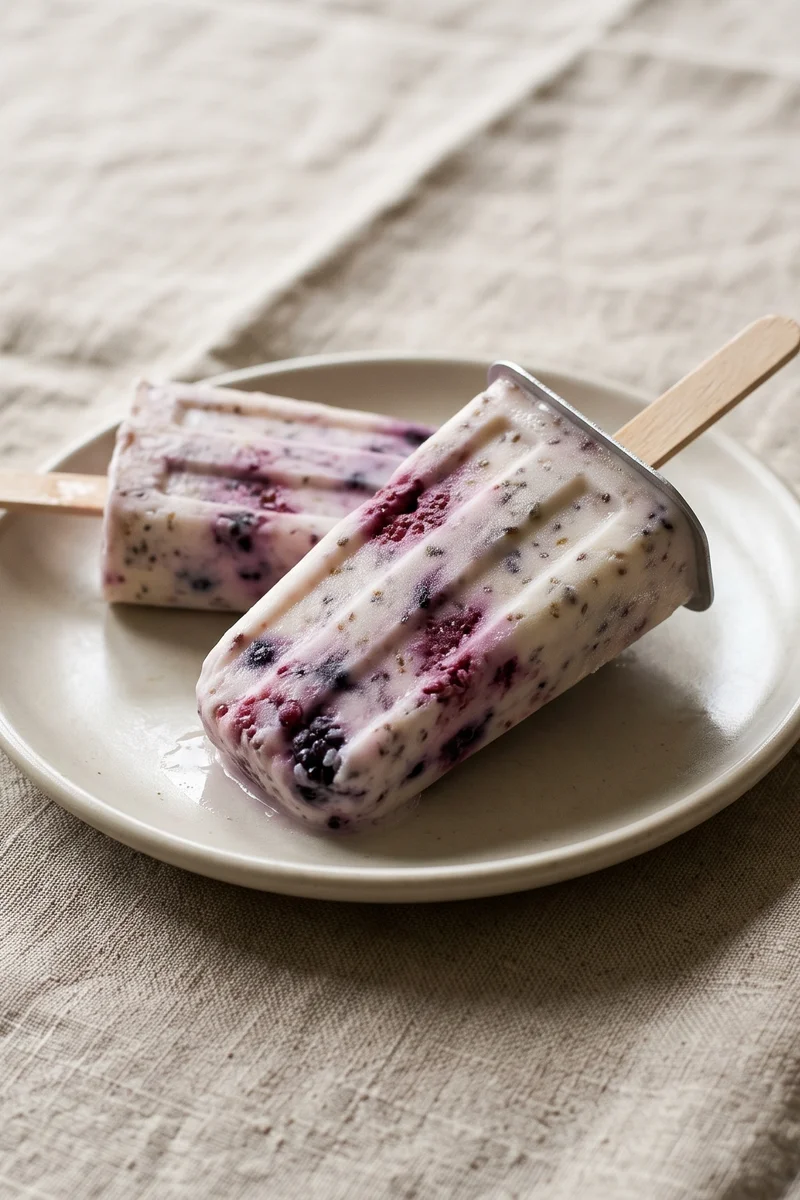 Berry & Yogurt Smoothie Ice Lollies - Creamy berry-yogurt lollies from four ingredients