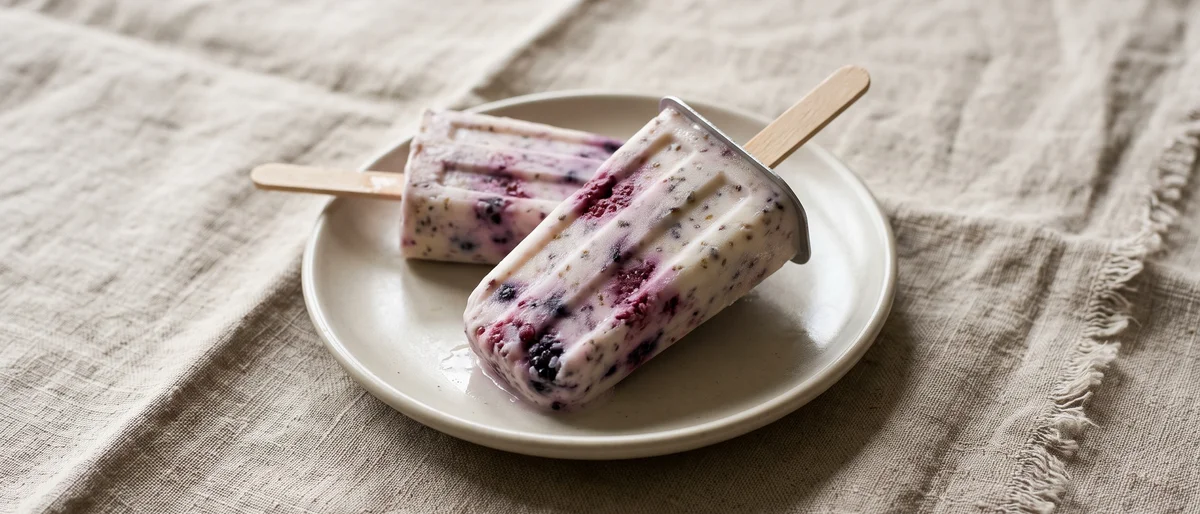 Berry & Yogurt Smoothie Ice Pops - Creamy berry-yogurt pops from four ingredients