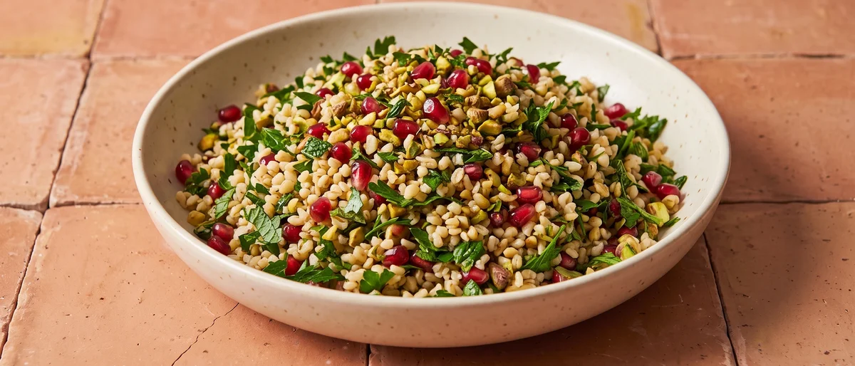 Bulgur, Pomegranate & Pistachio Herb Salad - A jeweled bulgur salad heavy on parsley and mint, bright with pomegranate and crunchy with pistachios