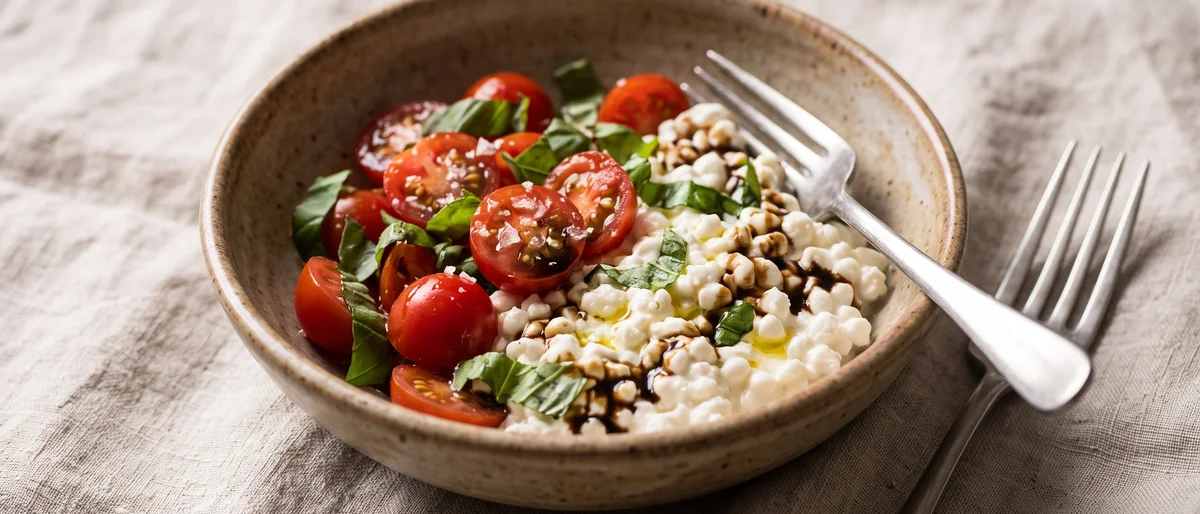 Caprese Cottage Cheese Bowl - Cottage cheese dressed like a caprese